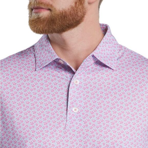 FootJoy Men's Pink Lemonade Skyway Floral Sketch Print Lisle Polo Size XL - Picture 8 of 9